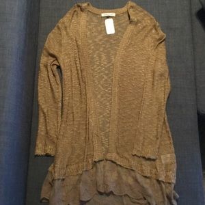 Tan loose woven cardigan